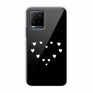 Little White Hearts Customized Printed Glass Back Cover for Vivo Y21