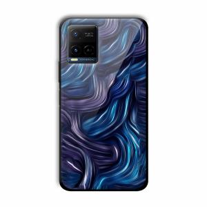Blue Waves Customized Printed Glass Back Cover for Vivo Y21