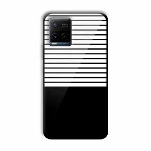 White and Black Stripes Customized Printed Glass Back Cover for Vivo Y21