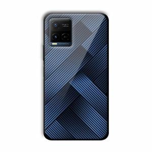 Blue Criss Cross Customized Printed Glass Back Cover for Vivo Y21