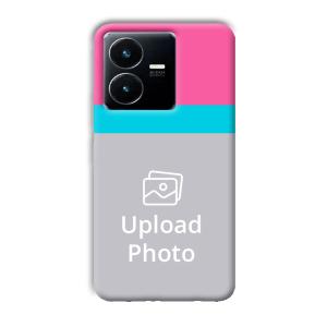 Pink & Sky Blue Customized Printed Back Cover for Vivo Y22