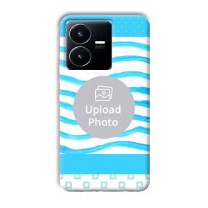 Blue Wavy Design Customized Printed Back Cover for Vivo Y22