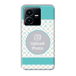Blue Flowers Customized Printed Back Cover for Vivo Y22