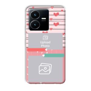 Pink Hearts Customized Printed Back Cover for Vivo Y22