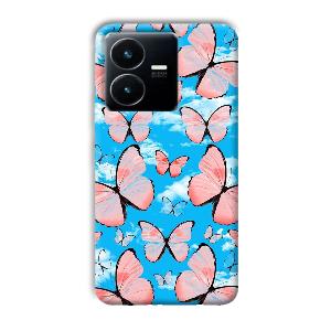 Pink Butterflies Phone Customized Printed Back Cover for Vivo Y22