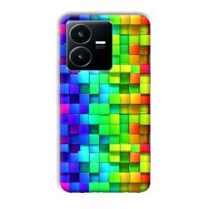 Square Blocks Phone Customized Printed Back Cover for Vivo Y22
