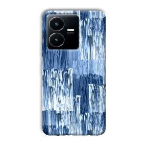 Blue White Lines Phone Customized Printed Back Cover for Vivo Y22