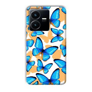 Blue Butterflies Phone Customized Printed Back Cover for Vivo Y22
