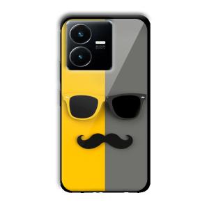 Yellow and Grey Sunglass Customized Printed Glass Back Cover for Vivo Y22