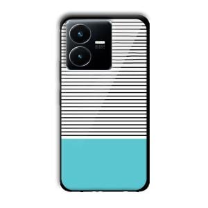 Cyan Stripes Customized Printed Glass Back Cover for Vivo Y22
