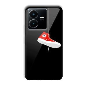 Red Sneaker Customized Printed Glass Back Cover for Vivo Y22