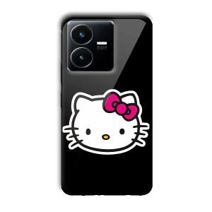 Cute Kitty Customized Printed Glass Back Cover for Vivo Y22