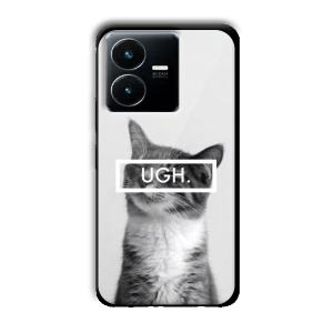 UGH Irritated Cat Customized Printed Glass Back Cover for Vivo Y22