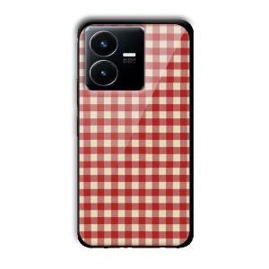 Red Checks Customized Printed Glass Back Cover for Vivo Y22