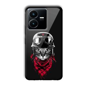 Rider Cat Customized Printed Glass Back Cover for Vivo Y22