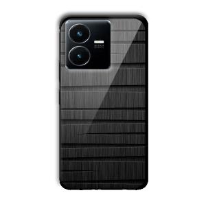 Black Wooden Pattern Customized Printed Glass Back Cover for Vivo Y22