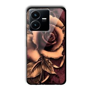 Brown Rose Customized Printed Glass Back Cover for Vivo Y22