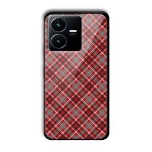 Red Checks Customized Printed Glass Back Cover for Vivo Y22