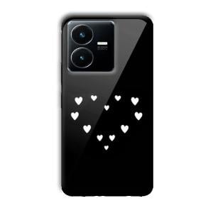 Little White Hearts Customized Printed Glass Back Cover for Vivo Y22