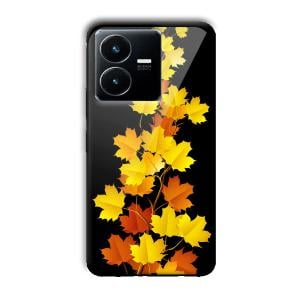 Golden Leaves Customized Printed Glass Back Cover for Vivo Y22