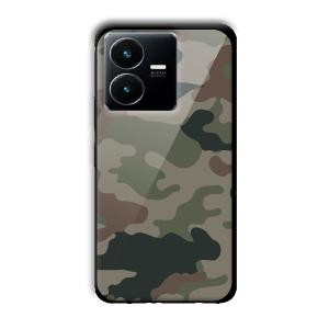 Green Camo Customized Printed Glass Back Cover for Vivo Y22
