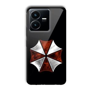 Red and Silver Customized Printed Glass Back Cover for Vivo Y22