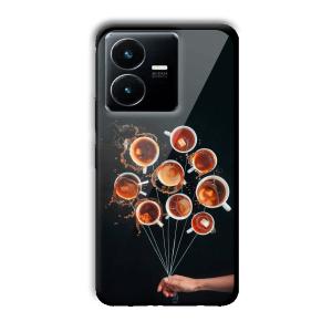 Coffee Cups Customized Printed Glass Back Cover for Vivo Y22