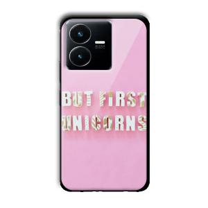 Unicorns Customized Printed Glass Back Cover for Vivo Y22
