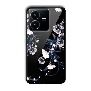 Dark Flowers Customized Printed Glass Back Cover for Vivo Y22