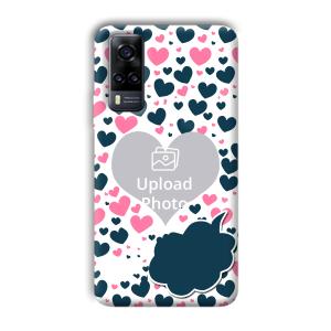 Blue & Pink Hearts Customized Printed Back Cover for Vivo Y31