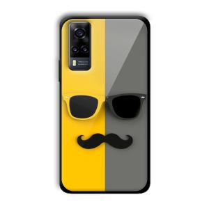 Yellow and Grey Sunglass Customized Printed Glass Back Cover for Vivo Y31