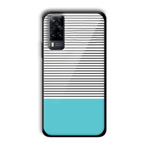 Cyan Stripes Customized Printed Glass Back Cover for Vivo Y31