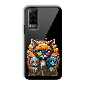Cats Customized Printed Glass Back Cover for Vivo Y31