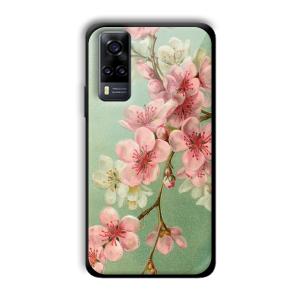 Pink Flowers Customized Printed Glass Back Cover for Vivo Y31