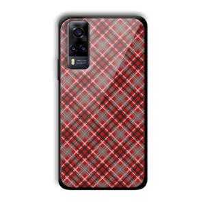 Red Checks Customized Printed Glass Back Cover for Vivo Y31
