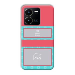 Blue Pink Customized Printed Back Cover for Vivo Y35