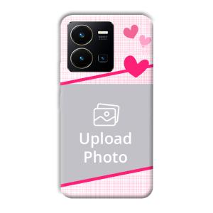 Pink Check Customized Printed Back Cover for Vivo Y35