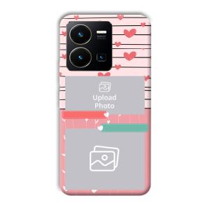Pink Hearts Customized Printed Back Cover for Vivo Y35