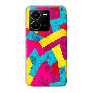 Pink Yellow Pattern Phone Customized Printed Back Cover for Vivo Y35