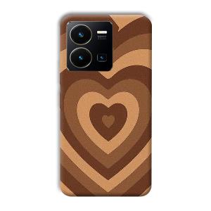 Brown Hearts Phone Customized Printed Back Cover for Vivo Y35