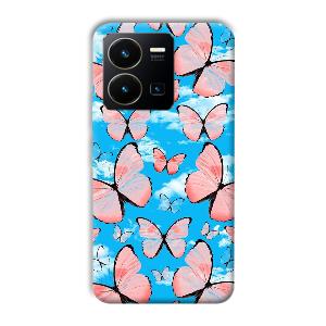 Pink Butterflies Phone Customized Printed Back Cover for Vivo Y35