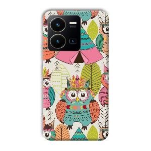 Fancy Owl Phone Customized Printed Back Cover for Vivo Y35