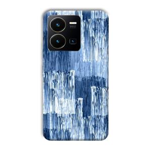 Blue White Lines Phone Customized Printed Back Cover for Vivo Y35