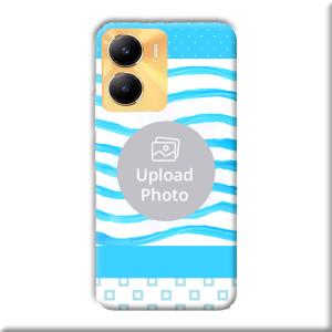 Blue Wavy Design Customized Printed Back Cover for Vivo Y56 5G