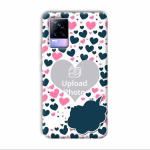 Blue & Pink Hearts Customized Printed Back Cover for Vivo Y73