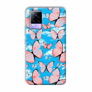Pink Butterflies Phone Customized Printed Back Cover for Vivo Y73