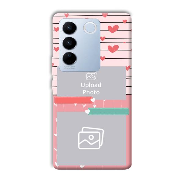 Pink Hearts Customized Printed Back Cover for Vivo V27