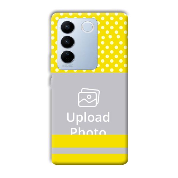 White & Yellow Customized Printed Back Cover for Vivo V27