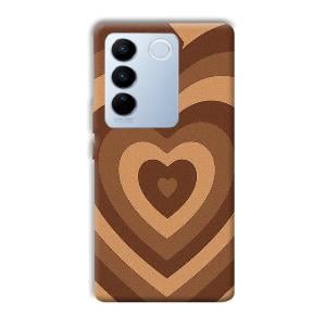 Brown Hearts Phone Customized Printed Back Cover for Vivo V27