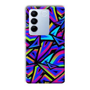 Blue Triangles Phone Customized Printed Back Cover for Vivo V27